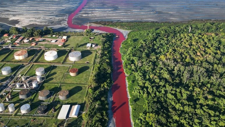 Buenos Aires Canal Turns Crimson Amid Environmental Concerns