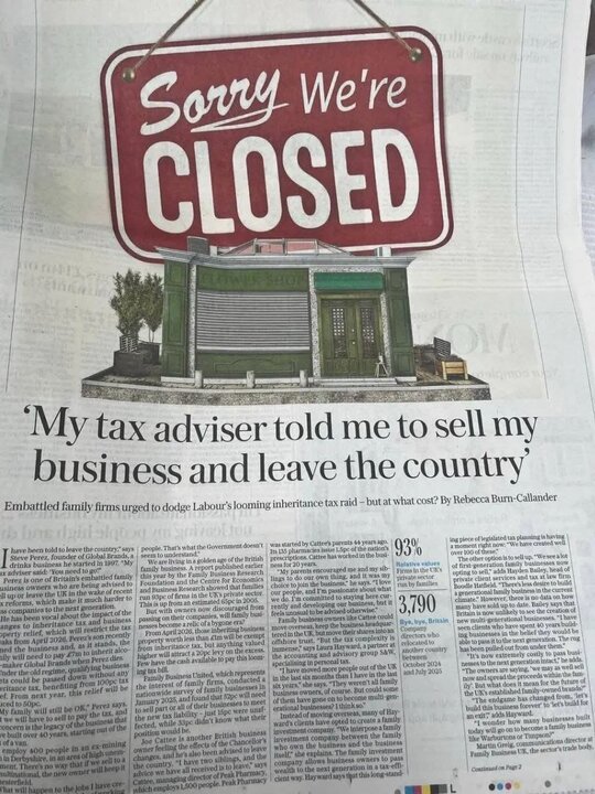 UK Family Firms Warned: Inheritance Tax Reform Could Force Sales or Exile
